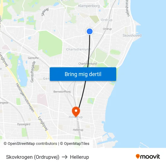 Skovkrogen (Ordrupvej) to Hellerup map