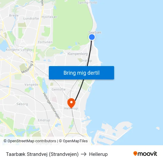 Taarbæk Strandvej (Strandvejen) to Hellerup map