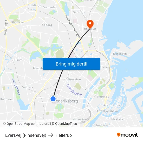 Eversvej (Finsensvej) to Hellerup map