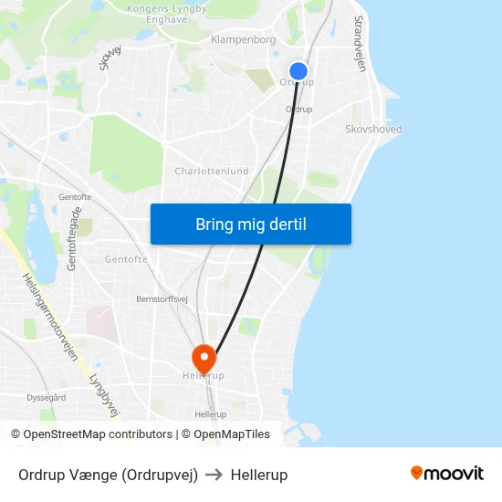 Ordrup Vænge (Ordrupvej) to Hellerup map