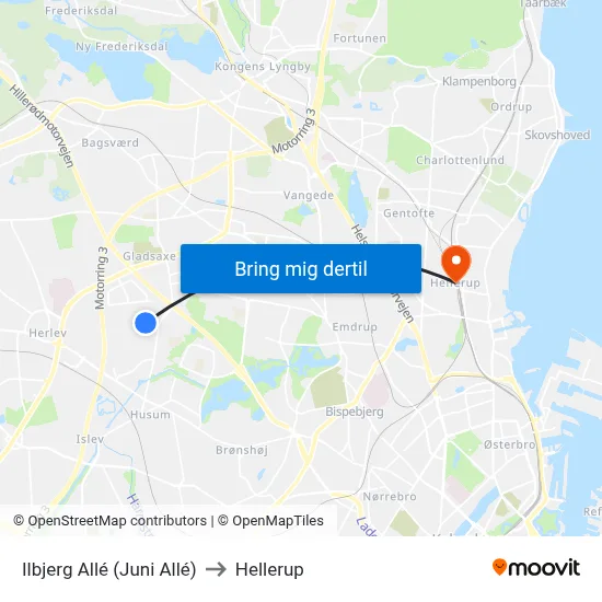 Ilbjerg Allé (Juni Allé) to Hellerup map