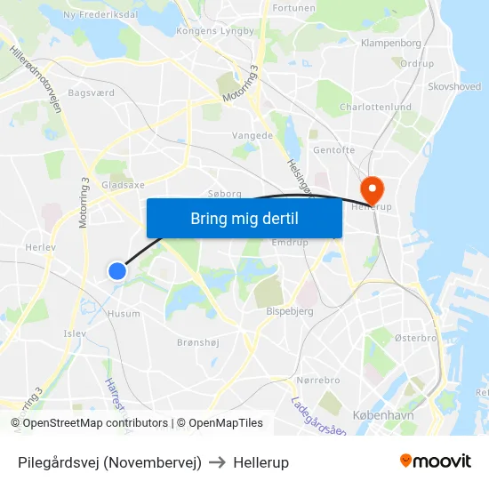 Pilegårdsvej (Novembervej) to Hellerup map