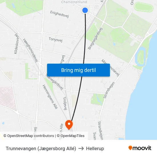 Trunnevangen (Jægersborg Allé) to Hellerup map