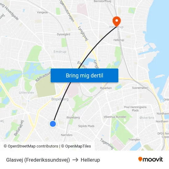Glasvej (Frederikssundsvej) to Hellerup map