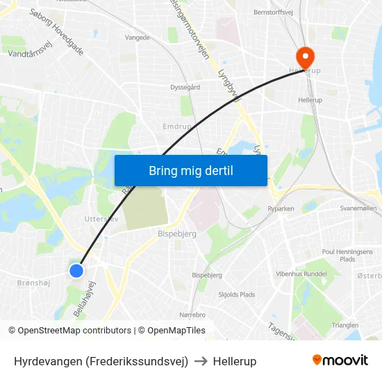 Hyrdevangen (Frederikssundsvej) to Hellerup map