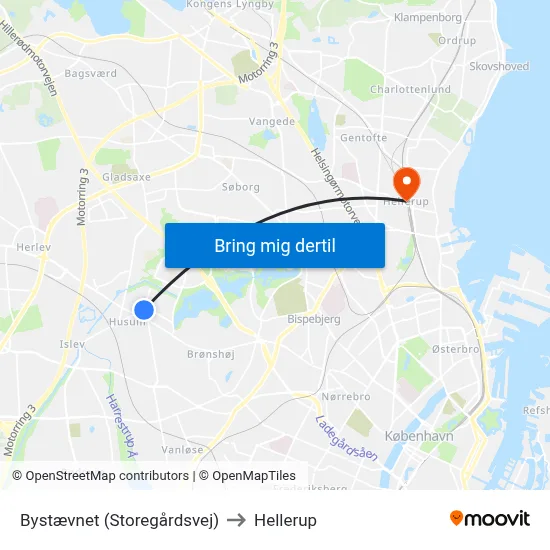Bystævnet (Storegårdsvej) to Hellerup map
