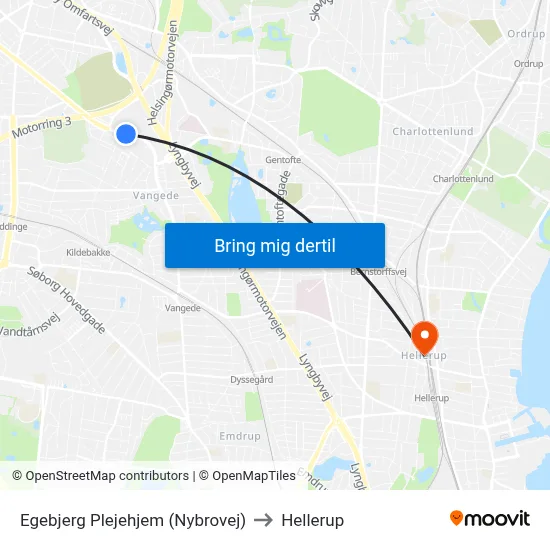 Egebjerg Plejehjem (Nybrovej) to Hellerup map