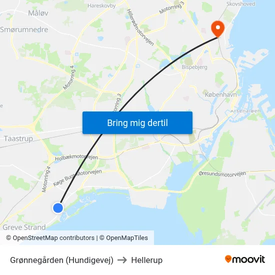 Grønnegården (Hundigevej) to Hellerup map