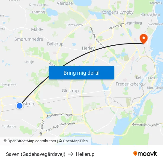Saven (Gadehavegårdsvej) to Hellerup map