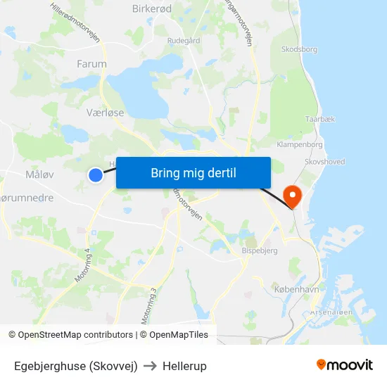 Egebjerghuse (Skovvej) to Hellerup map