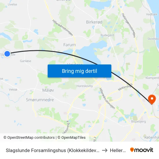Slagslunde Forsamlingshus (Klokkekildevej) to Hellerup map