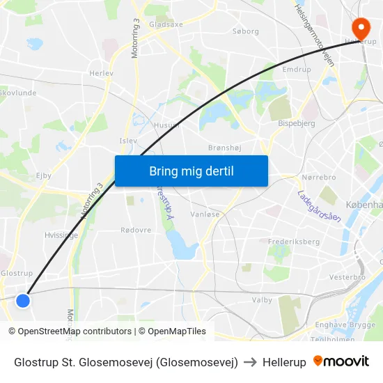 Glostrup St. Glosemosevej (Glosemosevej) to Hellerup map