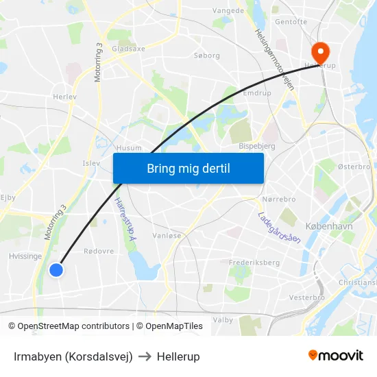 Irmabyen (Korsdalsvej) to Hellerup map