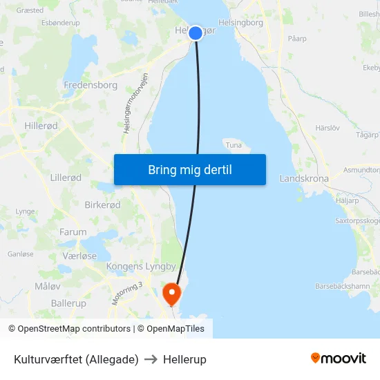 Kulturværftet (Allegade) to Hellerup map