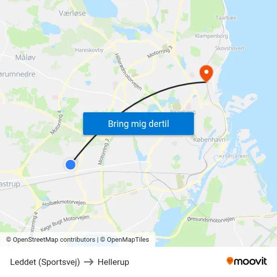 Leddet (Sportsvej) to Hellerup map