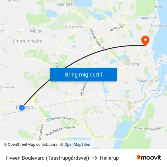 Hveen Boulevard (Taastrupgårdsvej) to Hellerup map