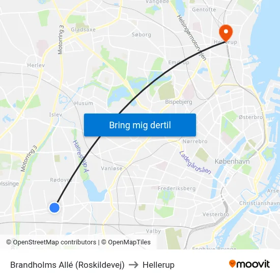 Brandholms Allé (Roskildevej) to Hellerup map