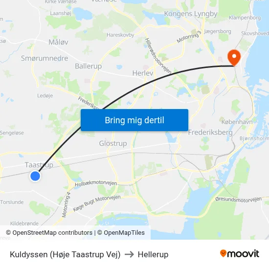 Kuldyssen (Høje Taastrup Vej) to Hellerup map