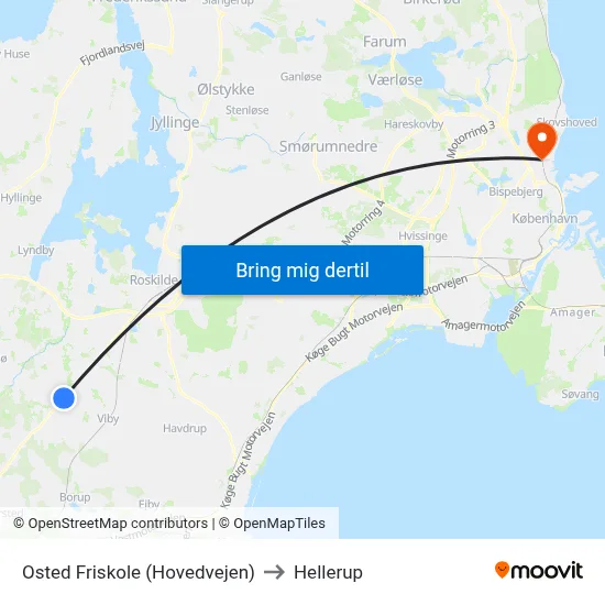Osted Friskole (Hovedvejen) to Hellerup map