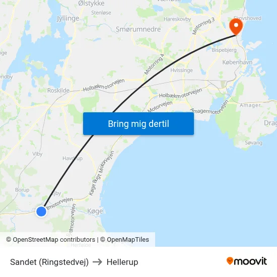Sandet (Ringstedvej) to Hellerup map