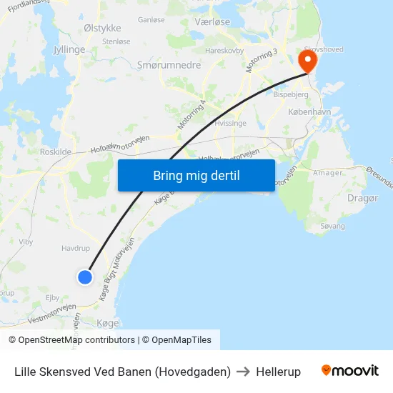 Lille Skensved Ved Banen (Hovedgaden) to Hellerup map