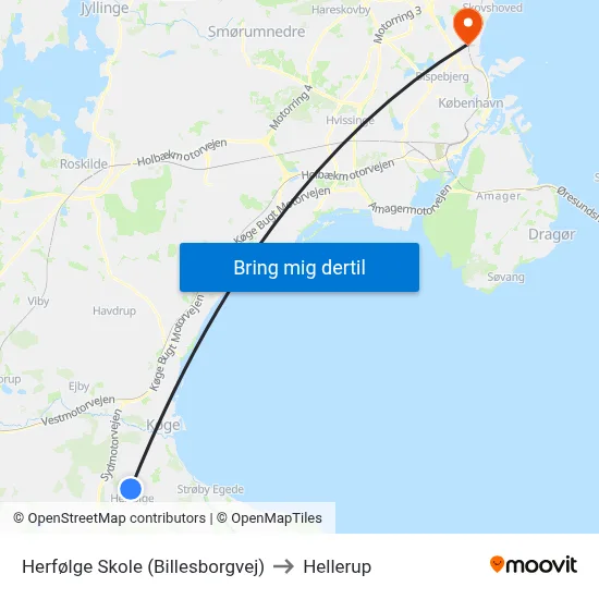 Herfølge Skole (Billesborgvej) to Hellerup map