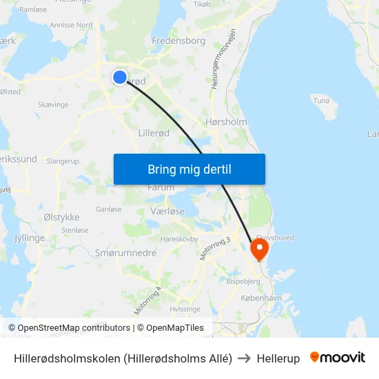 Hillerødsholmskolen (Hillerødsholms Allé) to Hellerup map