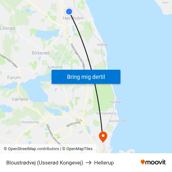 Bloustrødvej (Usserød Kongevej) to Hellerup map