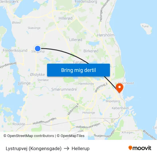 Lystrupvej (Kongensgade) to Hellerup map