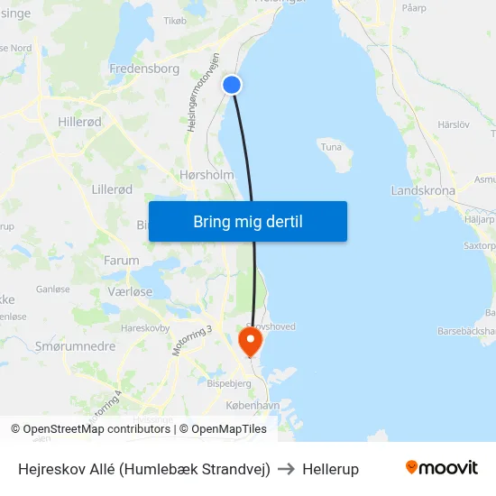 Hejreskov Allé (Humlebæk Strandvej) to Hellerup map