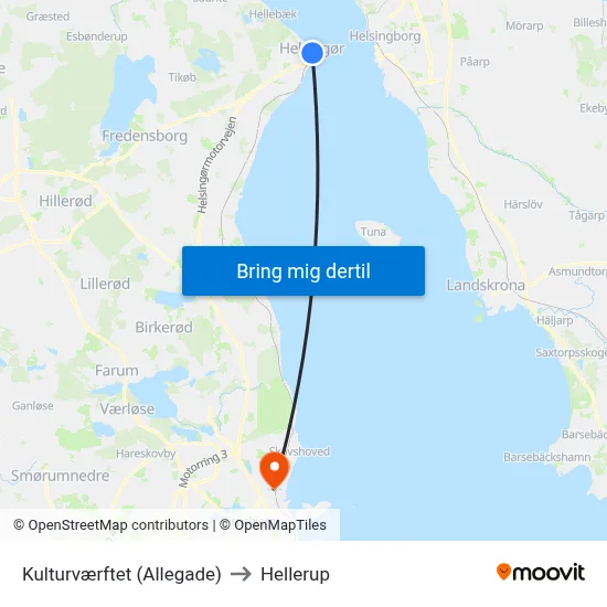 Kulturværftet (Allegade) to Hellerup map