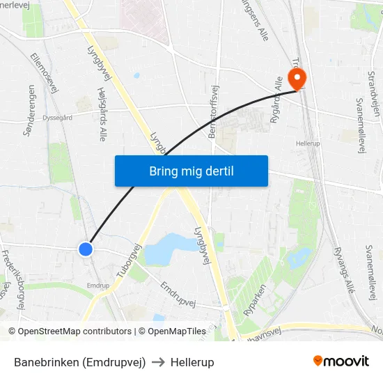Banebrinken (Emdrupvej) to Hellerup map