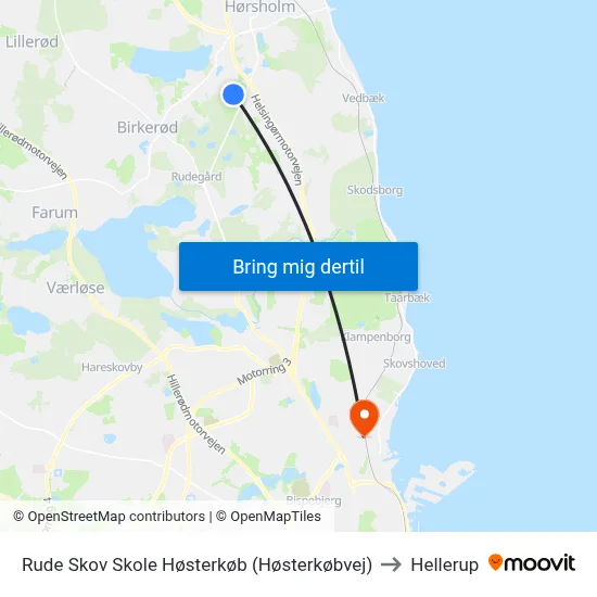 Rude Skov Skole Høsterkøb (Høsterkøbvej) to Hellerup map