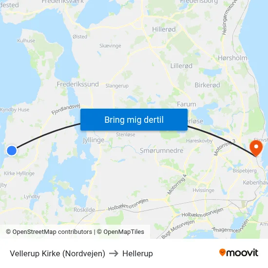 Vellerup Kirke (Nordvejen) to Hellerup map