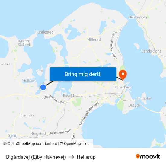 Bigårdsvej (Ejby Havnevej) to Hellerup map