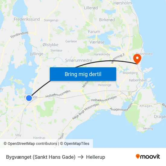 Bygvænget (Sankt Hans Gade) to Hellerup map