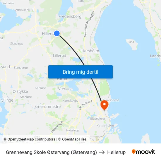 Grønnevang Skole Østervang (Østervang) to Hellerup map