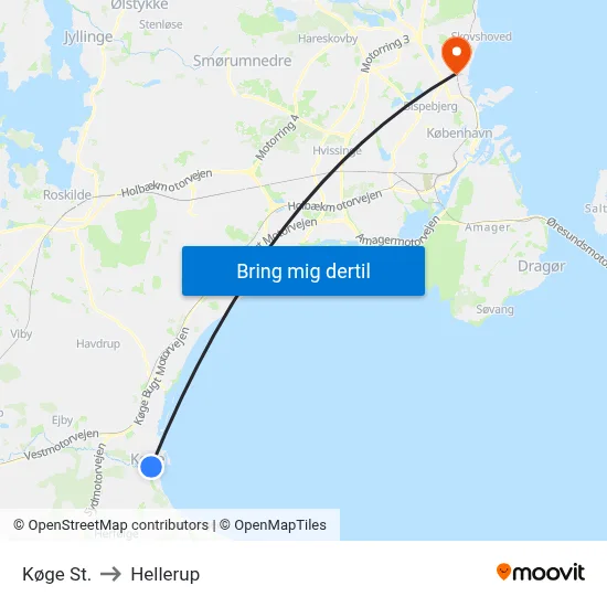 Køge St. to Hellerup map