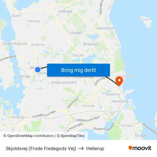Skjoldsvej (Frode Fredegods Vej) to Hellerup map