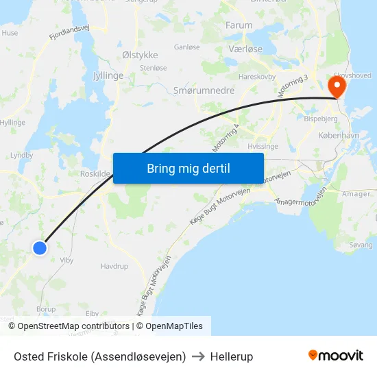Osted Friskole (Assendløsevejen) to Hellerup map