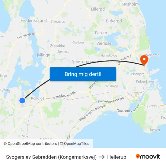 Svogerslev Søbredden (Kongemarksvej) to Hellerup map