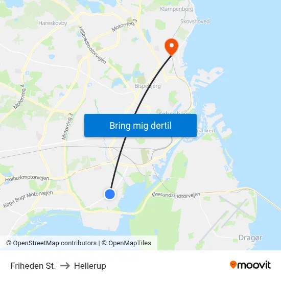 Friheden St. to Hellerup map