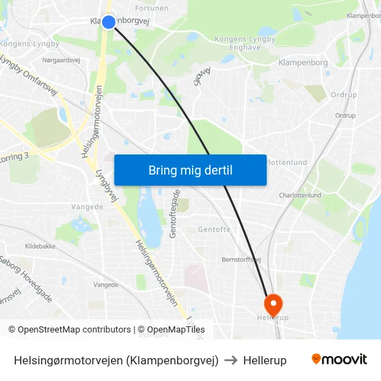 Helsingørmotorvejen (Klampenborgvej) to Hellerup map