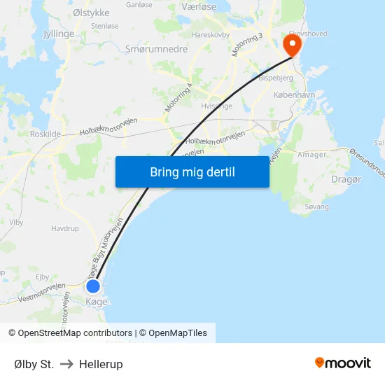 Ølby St. to Hellerup map