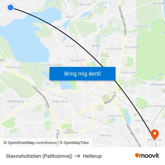 Stavnsholtstien (Paltholmvej) to Hellerup map