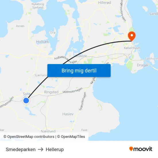 Smedeparken to Hellerup map