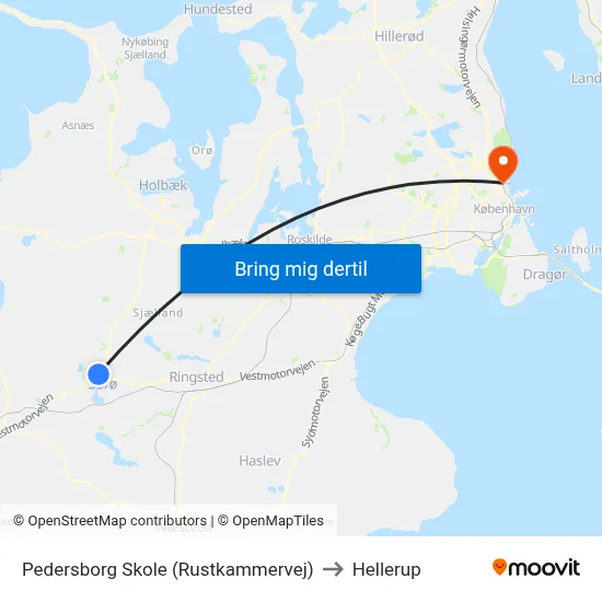 Pedersborg Skole (Rustkammervej) to Hellerup map