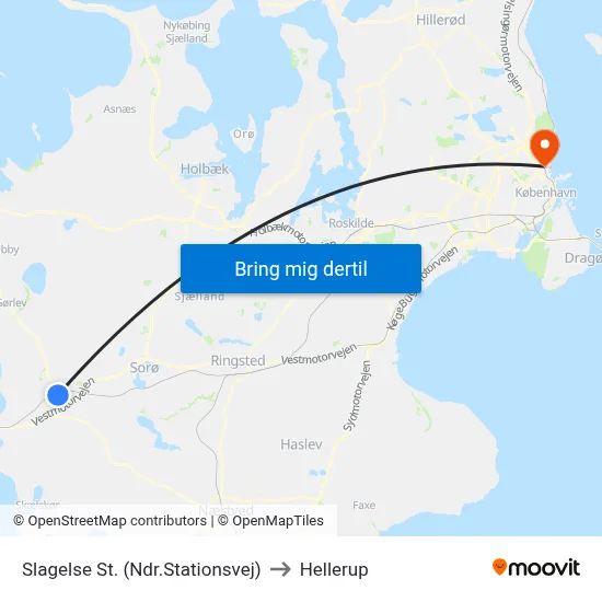 Slagelse St. (Ndr.Stationsvej) to Hellerup map