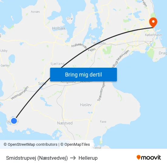 Smidstrupvej (Næstvedvej) to Hellerup map