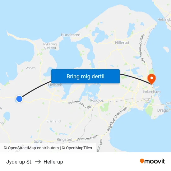 Jyderup St. to Hellerup map